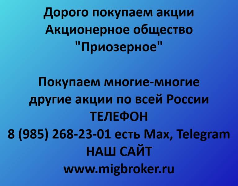 Покупаем акции «Приозерное»