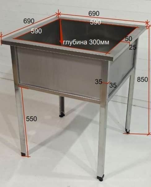 Ванна моечная сварная 700х700 из нержавейки