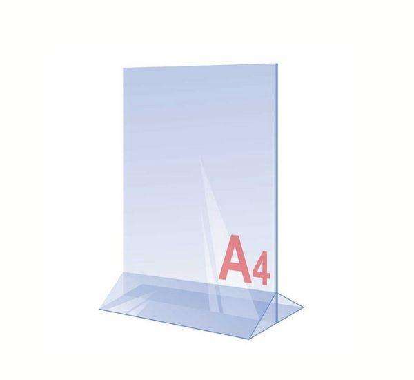 Тейбл тент вертикальный А4 на прозрачном основании  – Цена, Фото