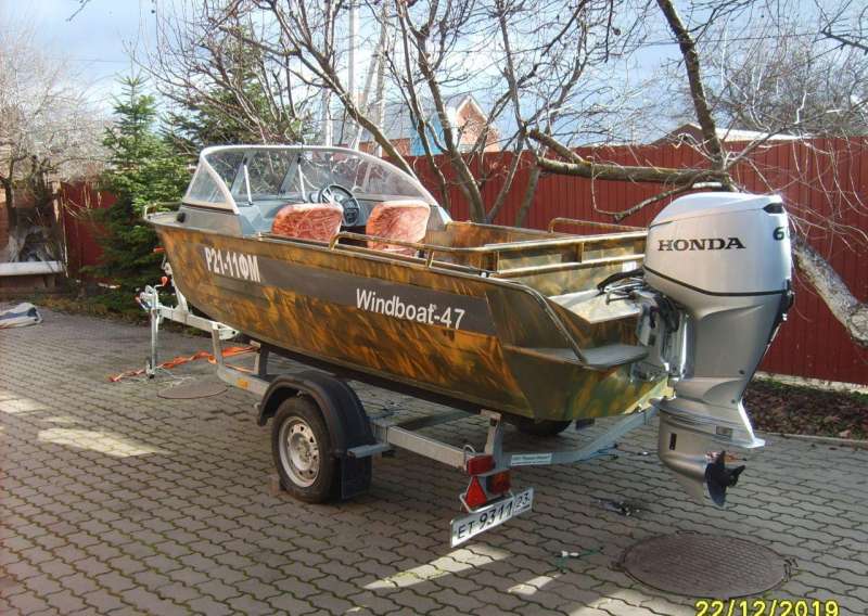 Лодка Windboat-47+Honda BF60A(4т) +прицеп