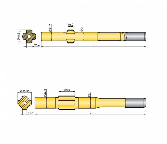 Хвостовик аналог SandvikTamrock L 400, L 500, L 600, L