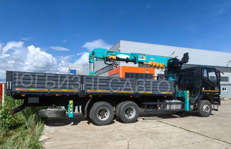 Ямобур Бортовой Faw 3250 с КМУ 8 тонн HKTC 8026A